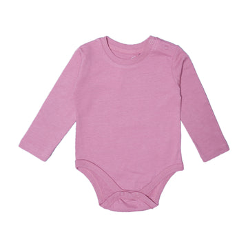 DARK CORAL PINK PLAIN FULL SLEEVES HALF BODY ROMPER